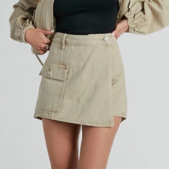 Zara Pants - Zara Cargo Micro Mini Skort Green Size XS